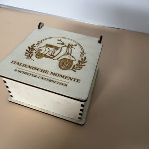 Schieferuntersetzer „Italienische Momente“ – 6er-Set mit Holzbox – Bild 2