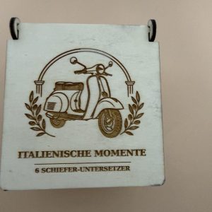 Schieferuntersetzer „Italienische Momente“ – 6er-Set mit Holzbox – Bild 3