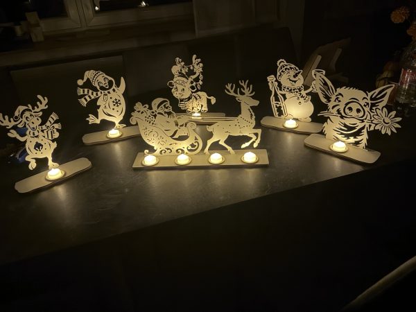 Fröhlicher Pinguin aus Holz – LED-Teelichthalter