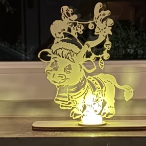 Kleines Weihnachtsrentier aus Holz – LED-Teelichthalter – Bild 1