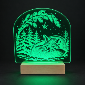 LED-Weihnachtsleuchte Fuchs auf Holzsockel